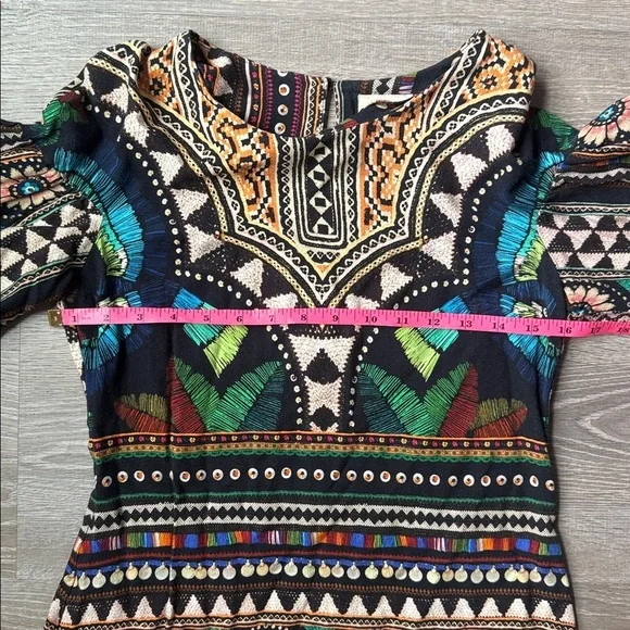 Farm Rio for Anthropologie Carlotta abstract patterned long-sleeve dress XS - Picture 9 of 11